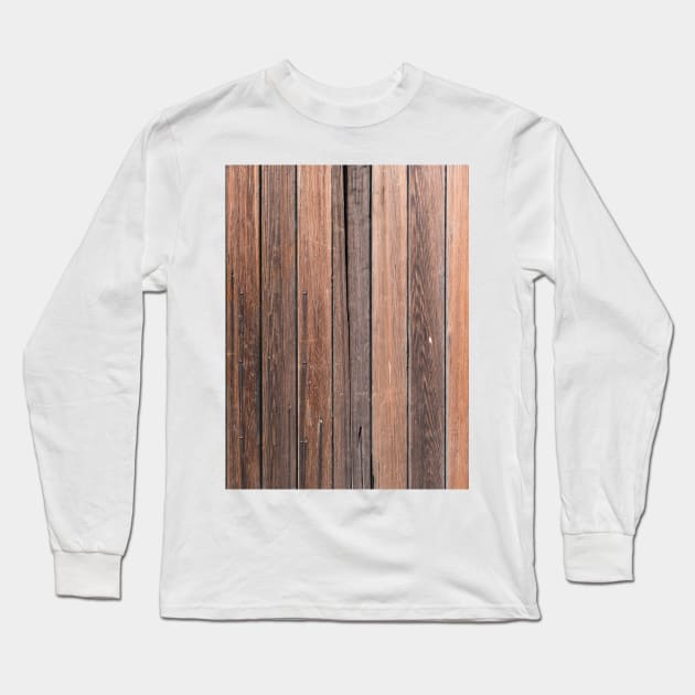 rustic brown barn wood texture wooden Long Sleeve T-Shirt by Tina